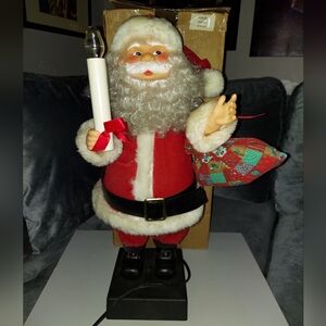 VINTAGE ANIMATRONIC SANTA CLAUS WITH LIGHT UP CANDLE 21" CHRISTMAS HOLIDAY DECOR